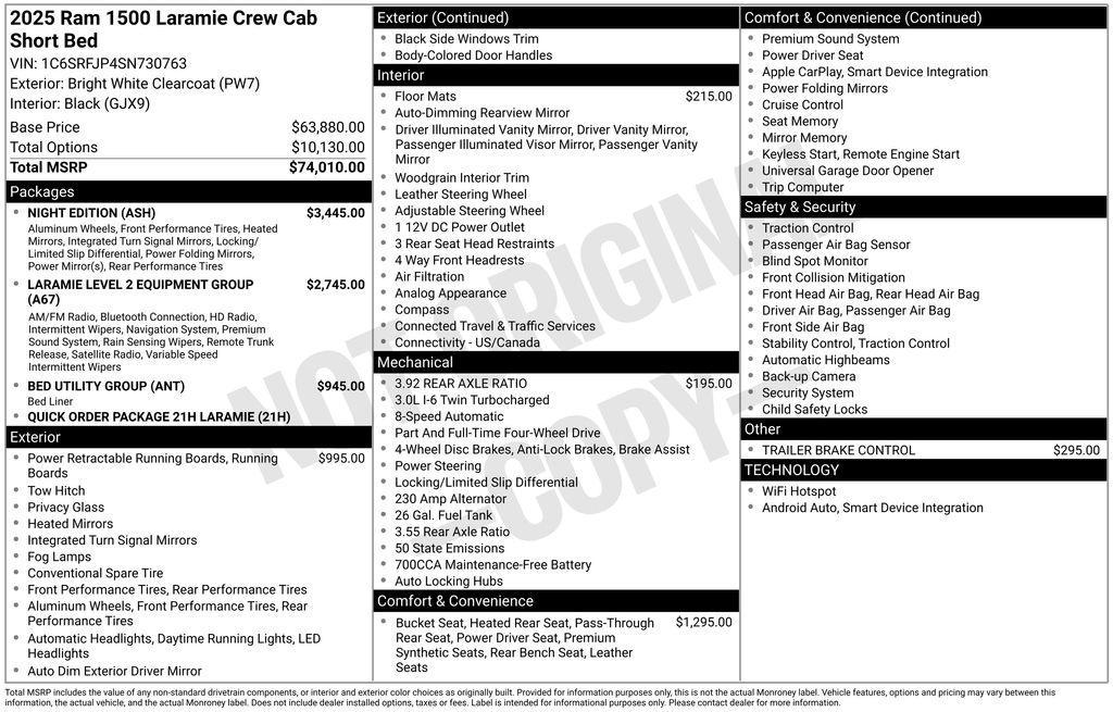 new 2025 Ram 1500 car, priced at $60,081