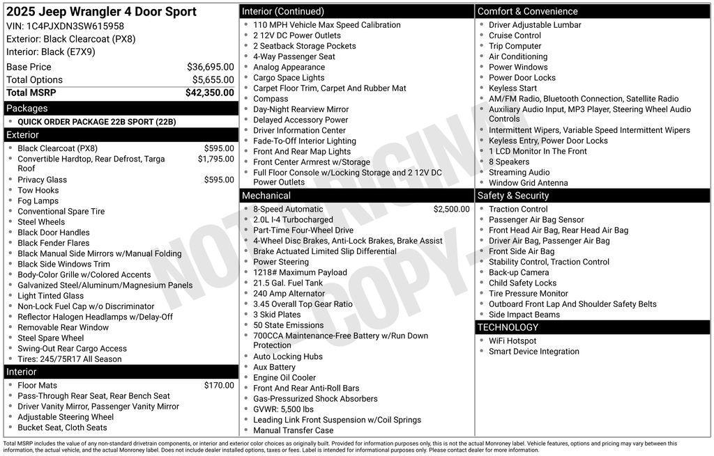 new 2025 Jeep Wrangler car, priced at $37,711