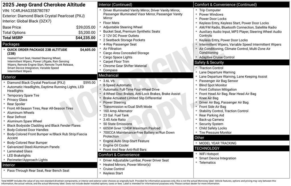 new 2025 Jeep Grand Cherokee car, priced at $38,857