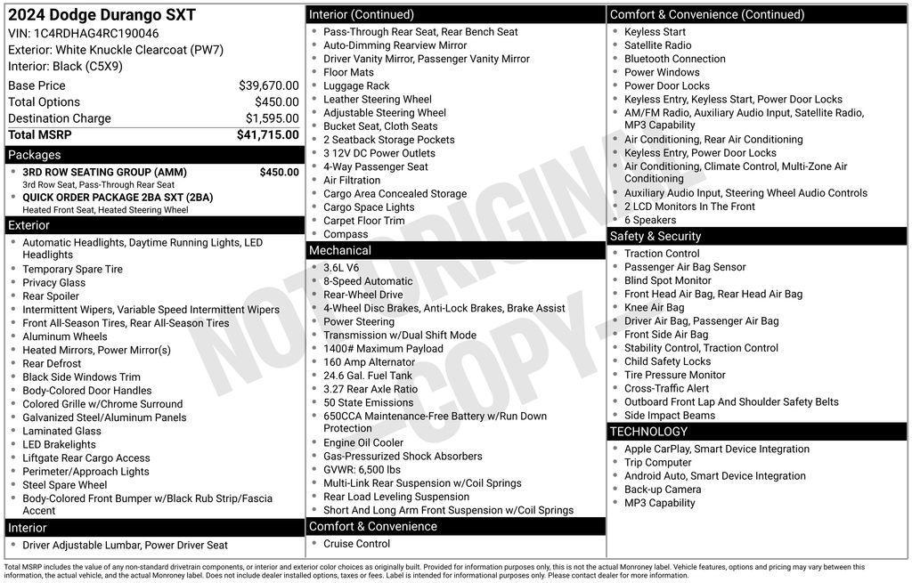 new 2024 Dodge Durango car, priced at $33,214