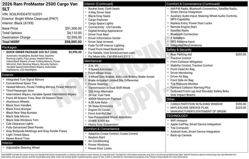 new 2026 Ram ProMaster 2500 car, priced at $52,902