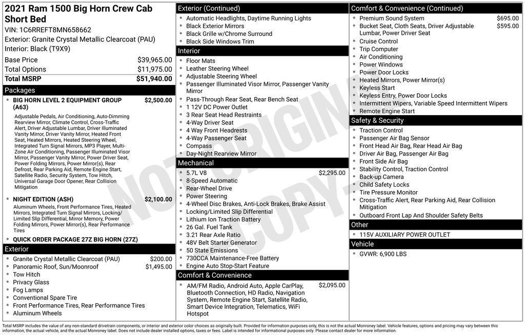 used 2021 Ram 1500 car, priced at $31,896