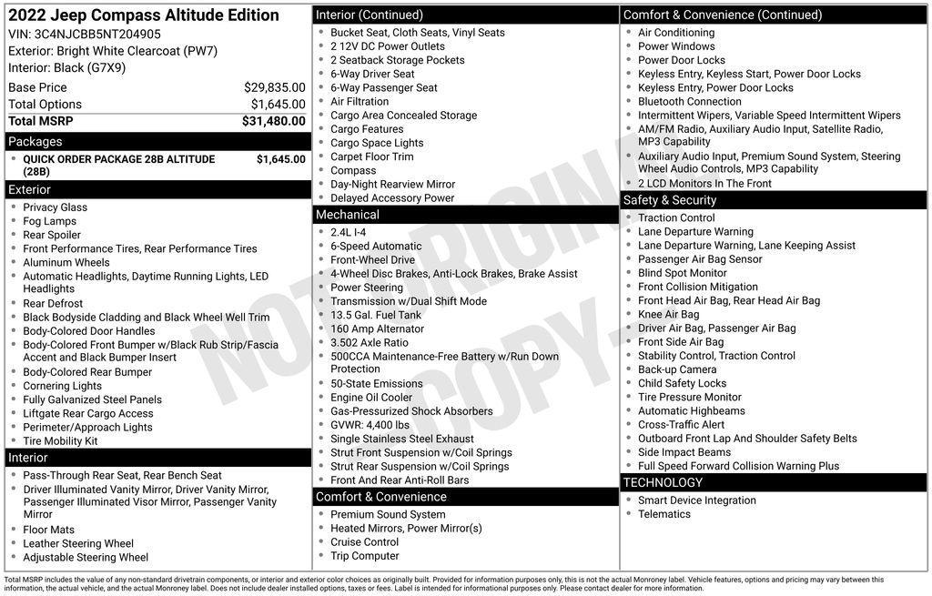used 2022 Jeep Compass car, priced at $22,994