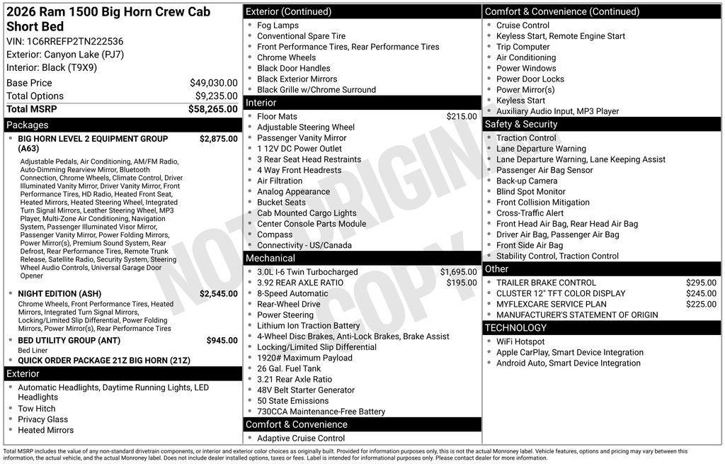 new 2026 Ram 1500 car, priced at $52,320
