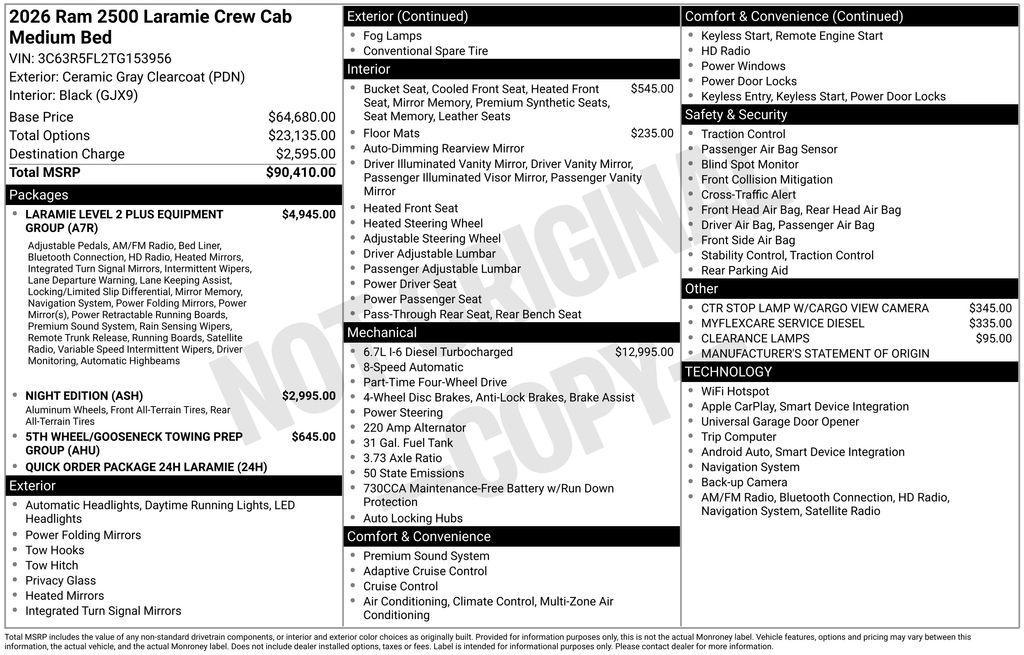 new 2026 Ram 2500 car, priced at $82,477