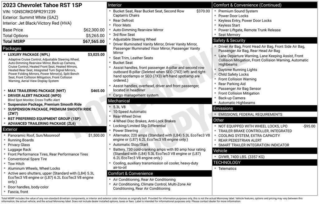 used 2023 Chevrolet Tahoe car, priced at $58,777
