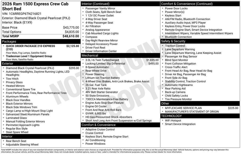 new 2026 Ram 1500 car, priced at $48,265