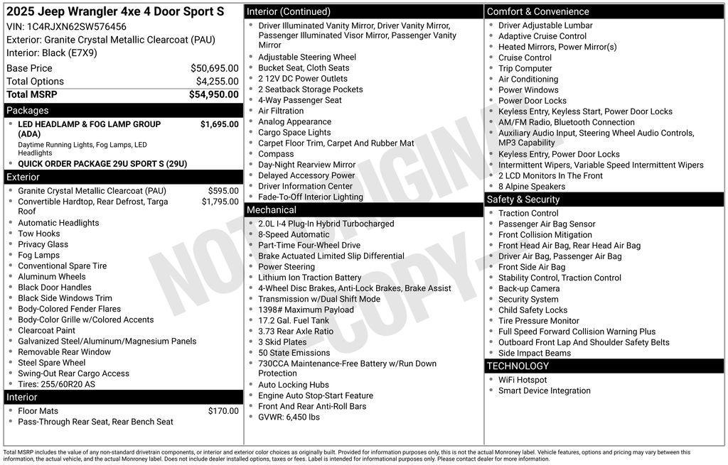 new 2025 Jeep Wrangler 4xe car, priced at $48,758