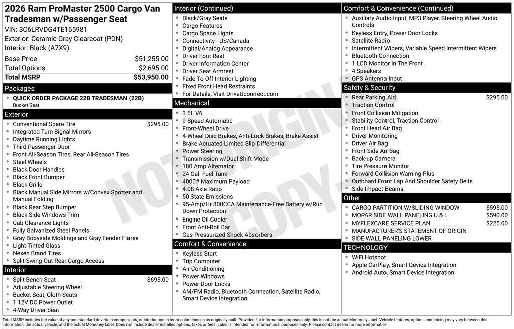 new 2026 Ram ProMaster 2500 car, priced at $51,320