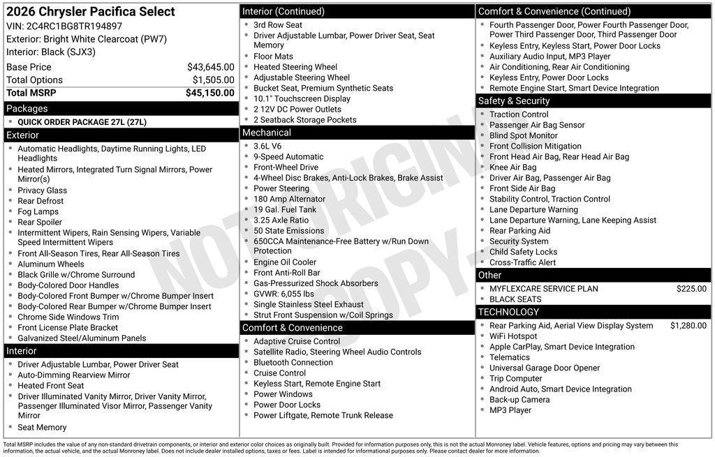 new 2026 Chrysler Pacifica car