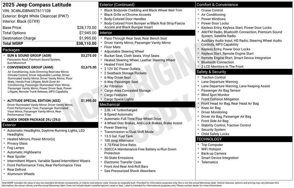 new 2025 Jeep Compass car, priced at $29,799
