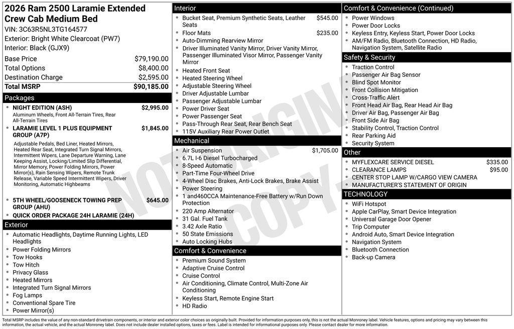 new 2026 Ram 2500 car, priced at $80,590