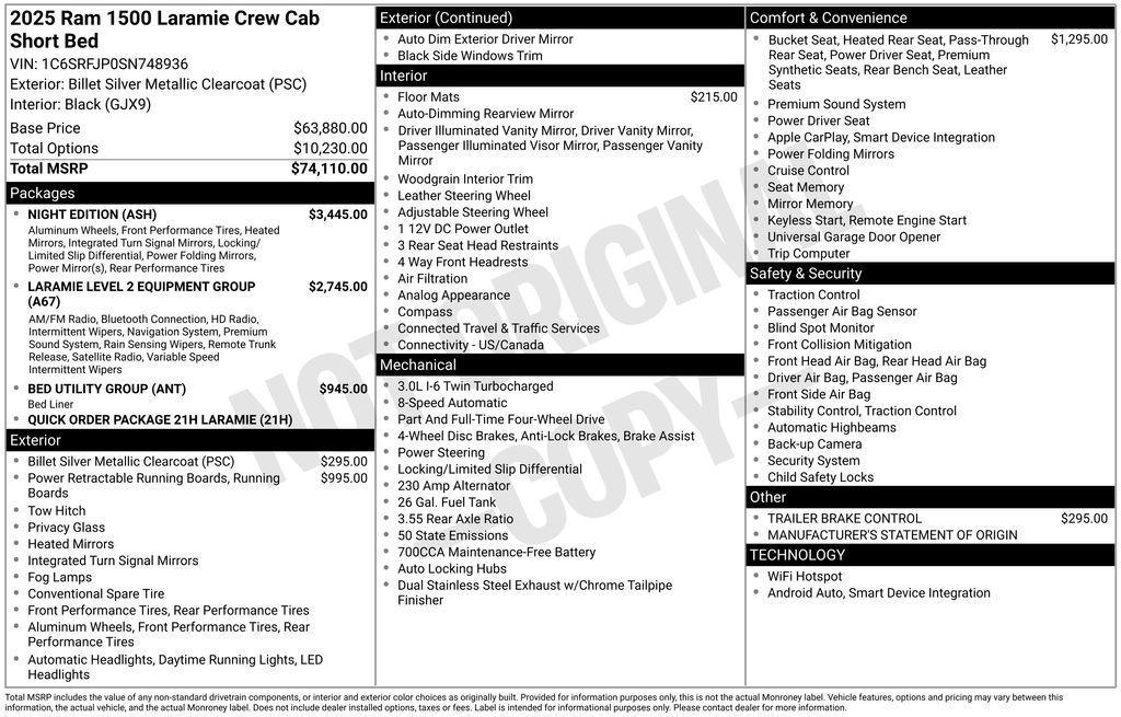new 2025 Ram 1500 car, priced at $60,176