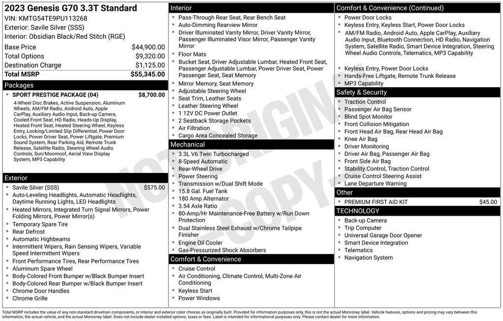 used 2023 Genesis G70 car, priced at $34,635