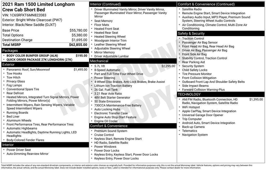 used 2021 Ram 1500 car, priced at $41,872
