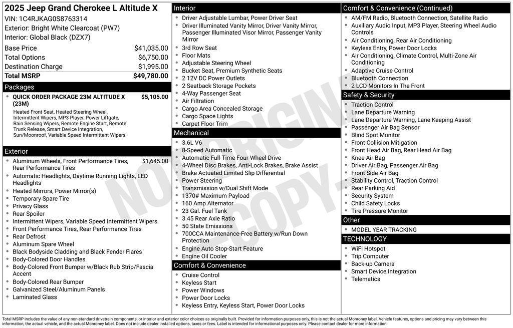 new 2025 Jeep Grand Cherokee L car, priced at $43,298