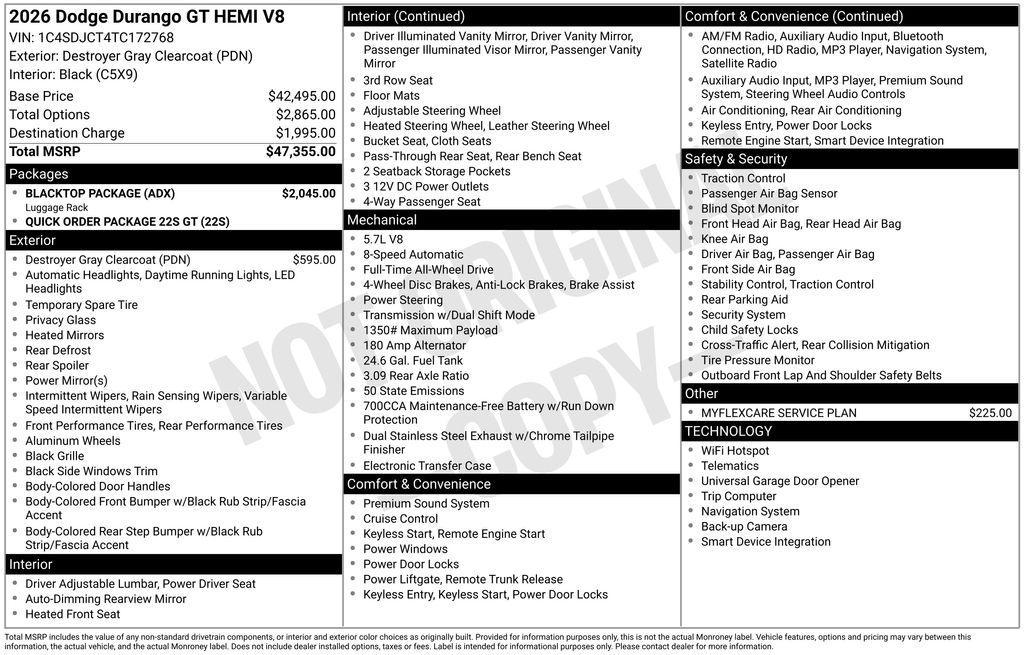 new 2026 Dodge Durango car, priced at $44,987