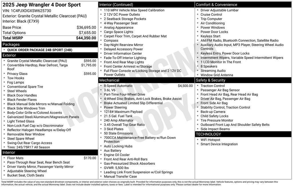new 2025 Jeep Wrangler car, priced at $39,170