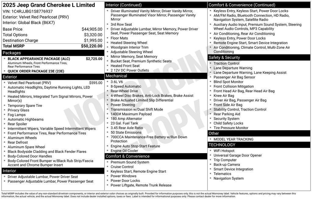 new 2025 Jeep Grand Cherokee L car, priced at $41,200