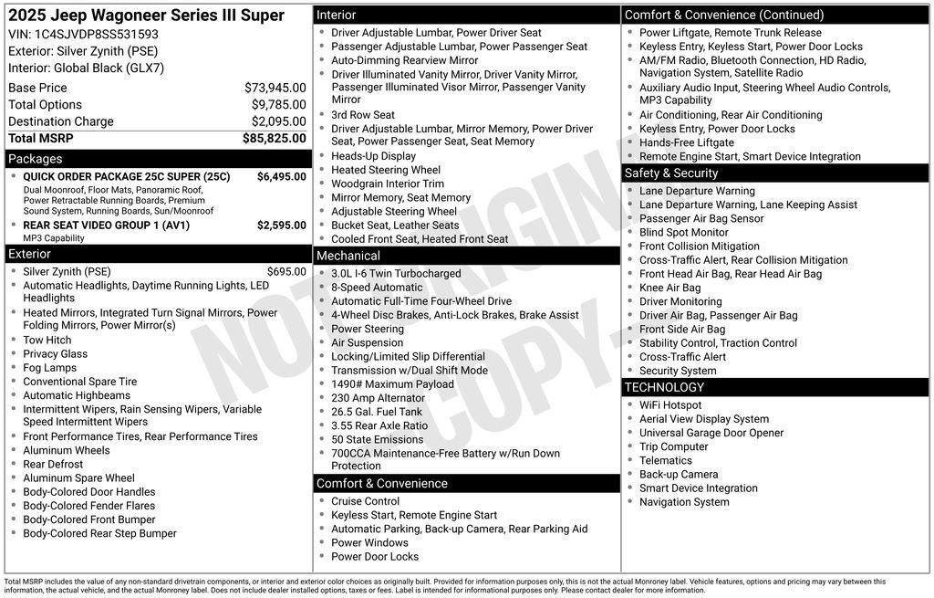 new 2025 Jeep Wagoneer car, priced at $77,243