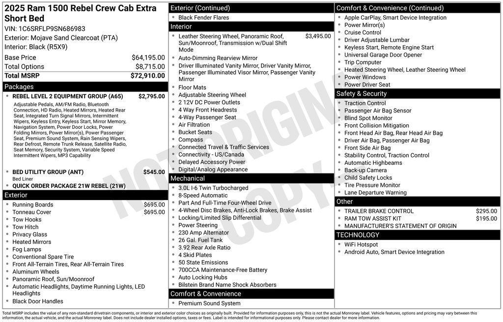 new 2025 Ram 1500 car, priced at $63,829