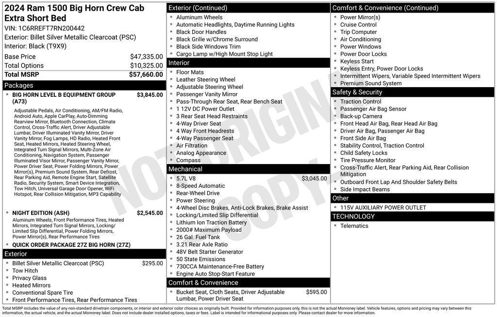 new 2024 Ram 1500 car, priced at $54,335
