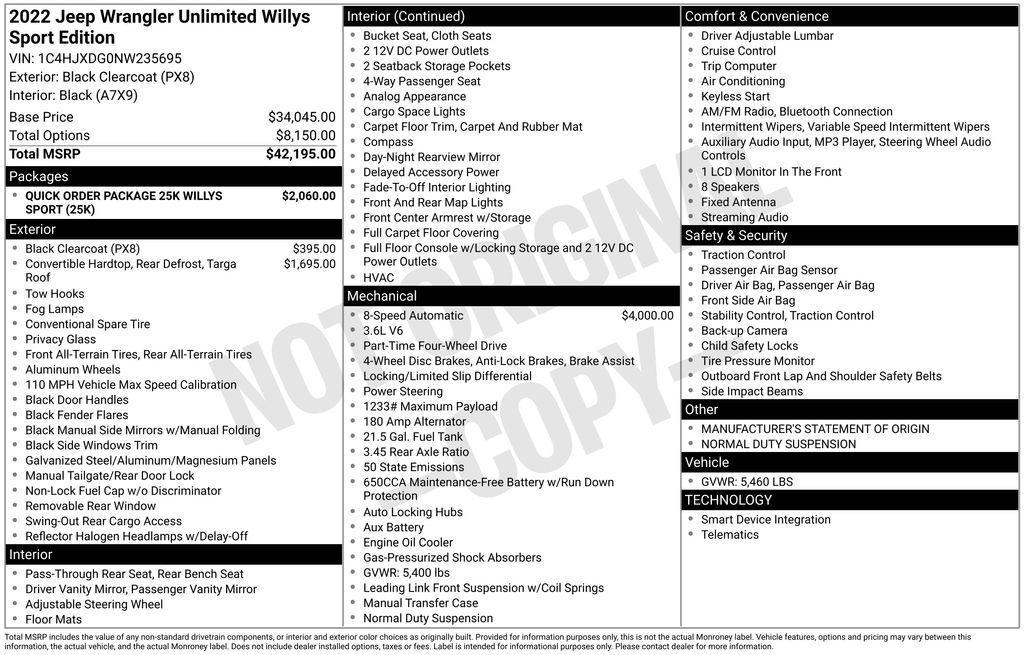 used 2022 Jeep Wrangler Unlimited car, priced at $32,488