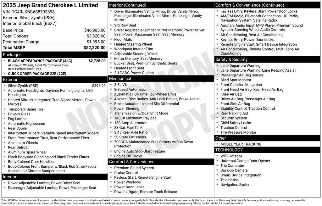 new 2025 Jeep Grand Cherokee L car, priced at $43,042