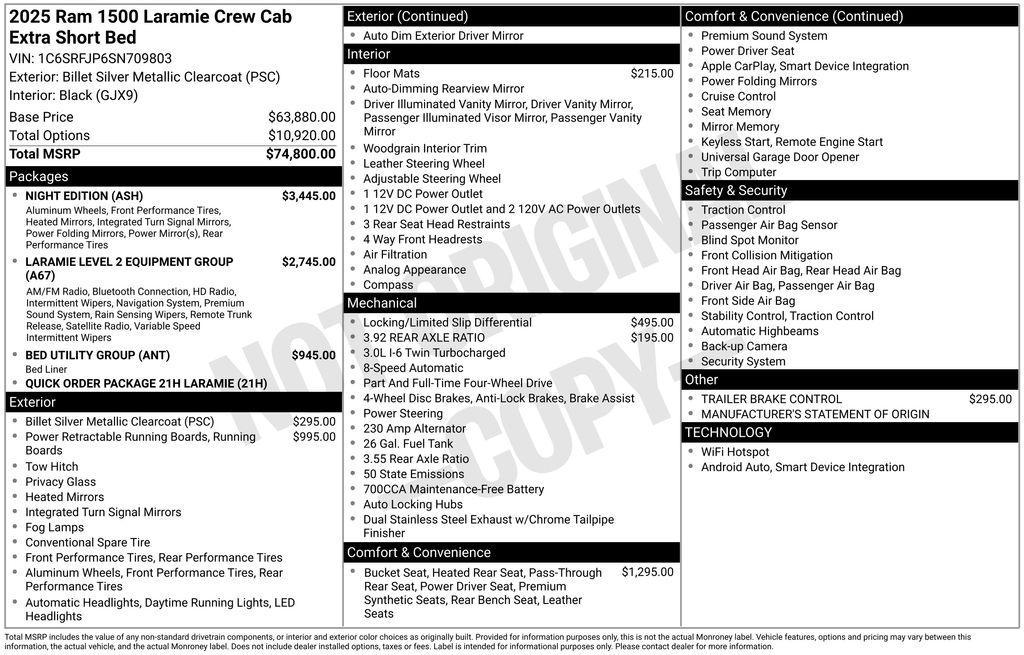 new 2025 Ram 1500 car, priced at $60,361