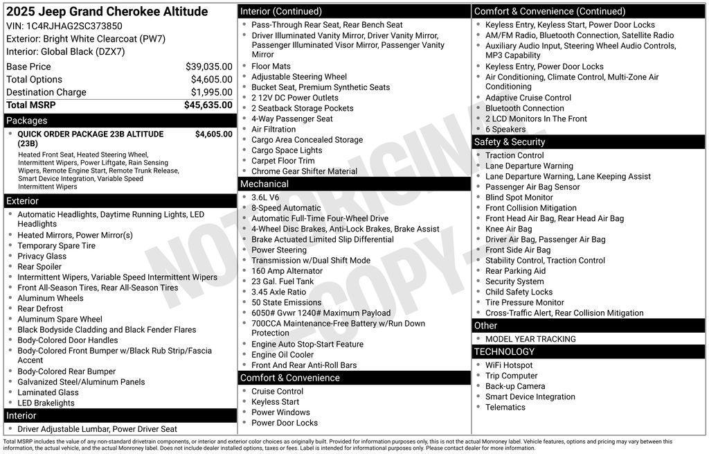 new 2025 Jeep Grand Cherokee car, priced at $38,322