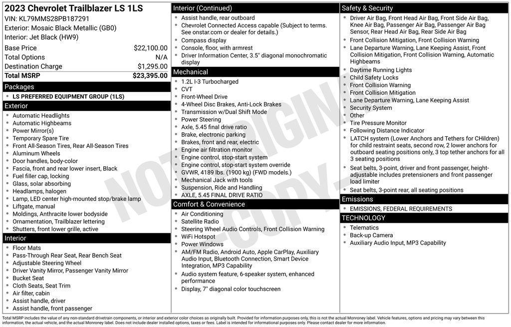 used 2023 Chevrolet TrailBlazer car, priced at $16,293