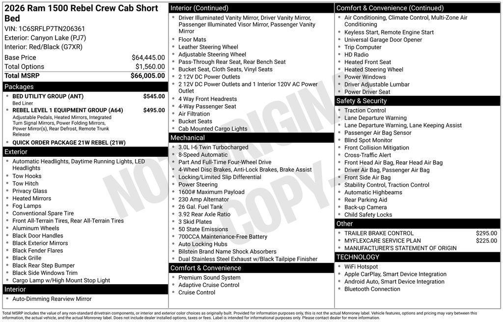 new 2026 Ram 1500 car, priced at $61,290