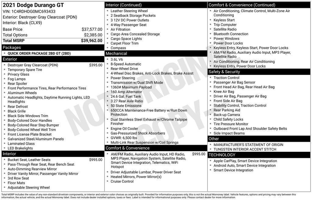 used 2021 Dodge Durango car, priced at $26,985