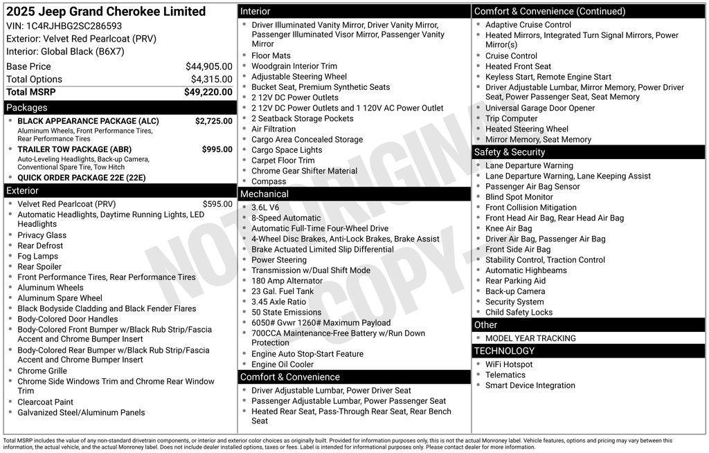new 2025 Jeep Grand Cherokee car, priced at $42,840