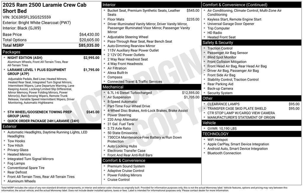 new 2025 Ram 2500 car, priced at $79,245