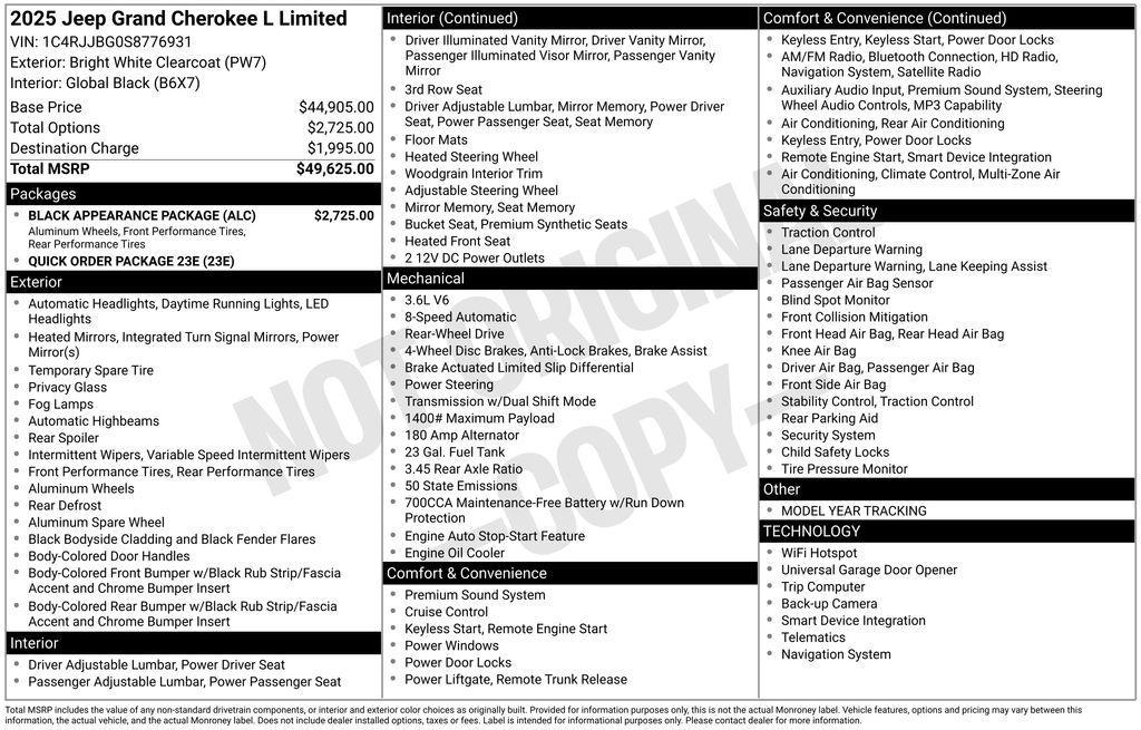 new 2025 Jeep Grand Cherokee L car, priced at $40,659