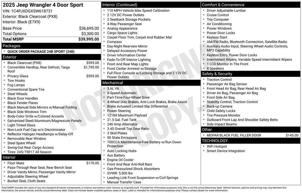 new 2025 Jeep Wrangler car, priced at $39,305