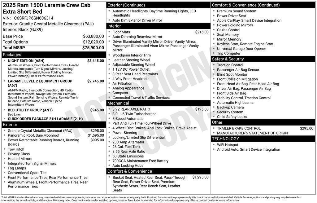 new 2025 Ram 1500 car, priced at $61,876