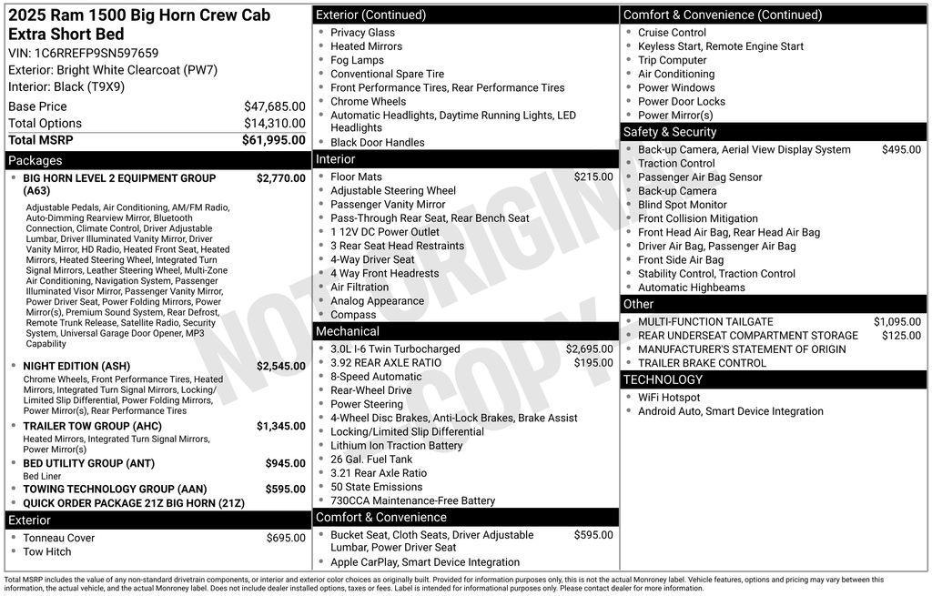 new 2025 Ram 1500 car, priced at $50,243