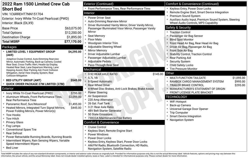 used 2022 Ram 1500 car, priced at $34,965