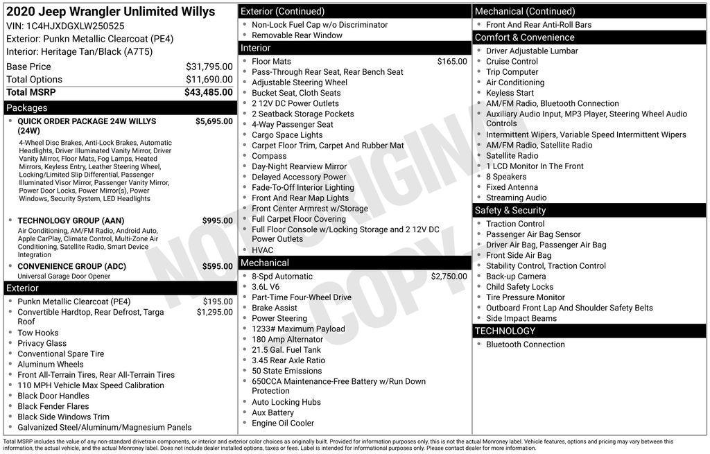 used 2020 Jeep Wrangler Unlimited car, priced at $29,995