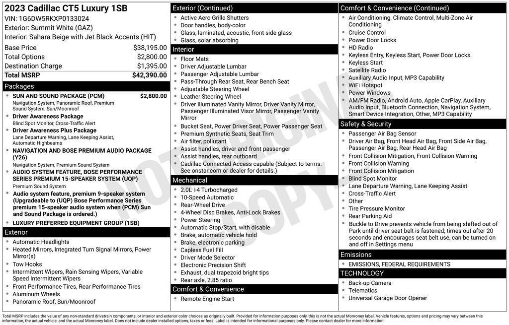 used 2023 Cadillac CT5 car, priced at $27,996