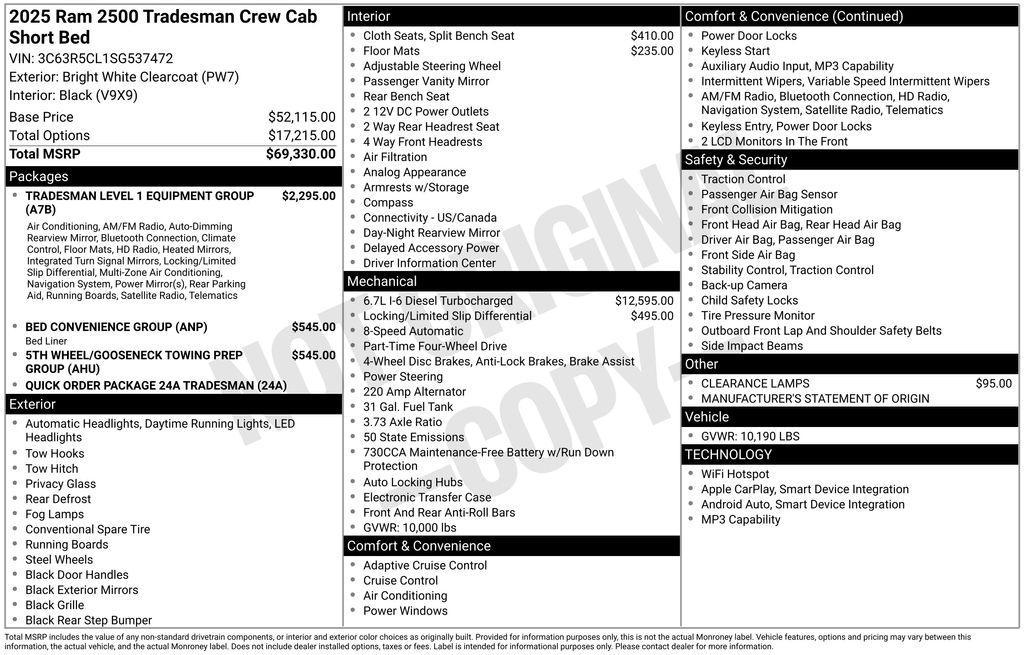 new 2025 Ram 2500 car, priced at $64,584