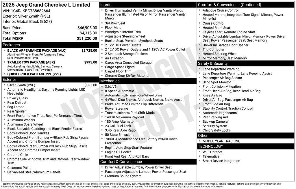 new 2025 Jeep Grand Cherokee L car, priced at $43,635