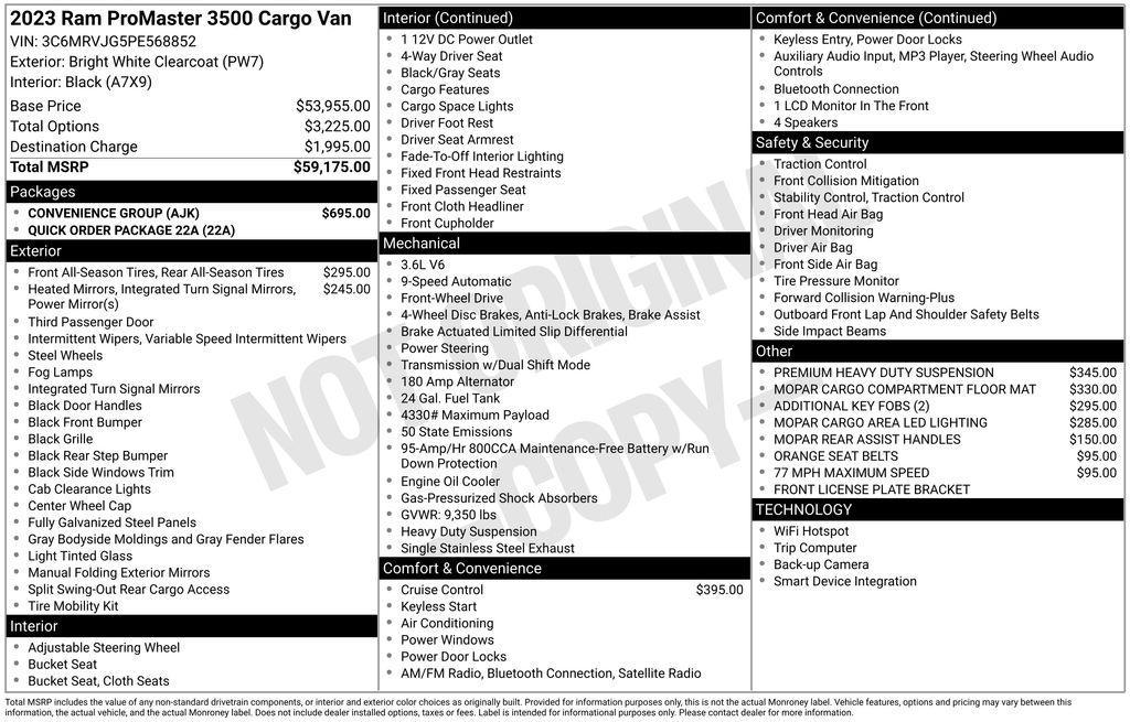 used 2023 Ram ProMaster 3500 car, priced at $31,995