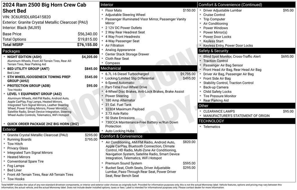 new 2024 Ram 2500 car, priced at $61,212