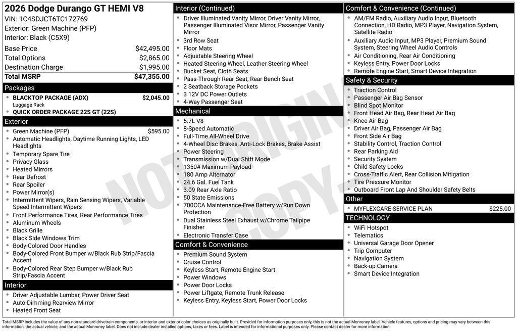 new 2026 Dodge Durango car, priced at $44,987