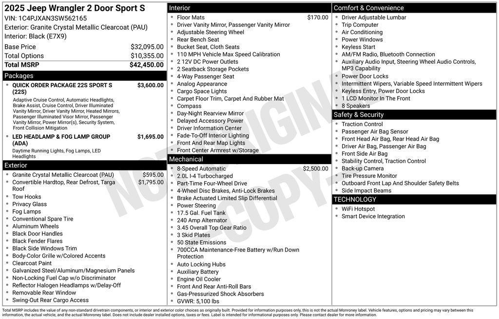 new 2025 Jeep Wrangler car, priced at $38,401