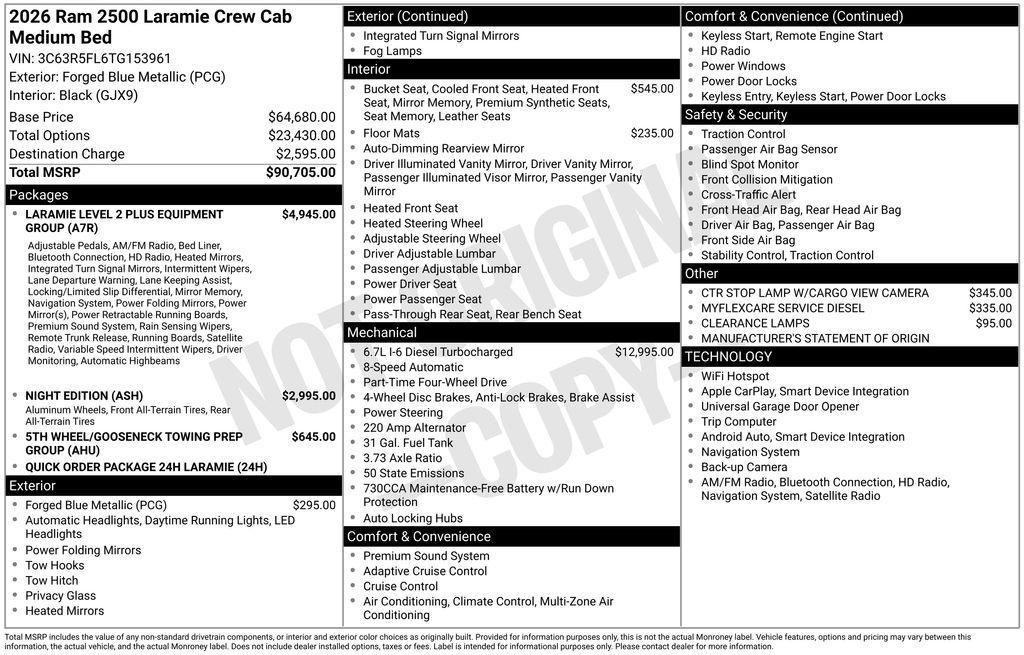 new 2026 Ram 2500 car, priced at $79,997
