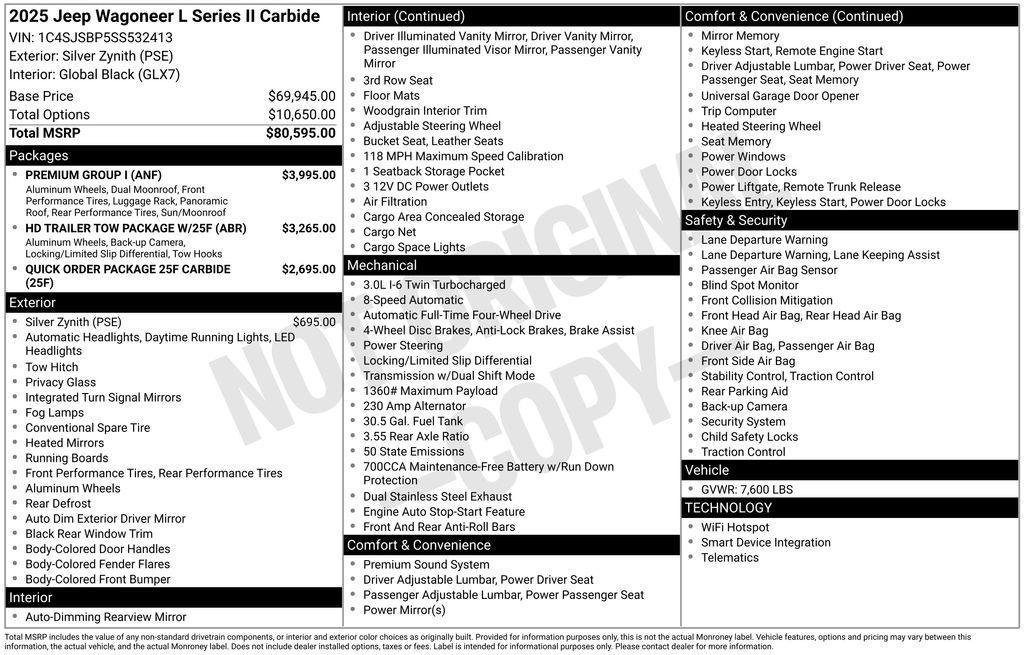 new 2025 Jeep Wagoneer L car, priced at $78,556